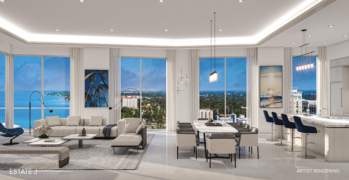 Interior great room with view